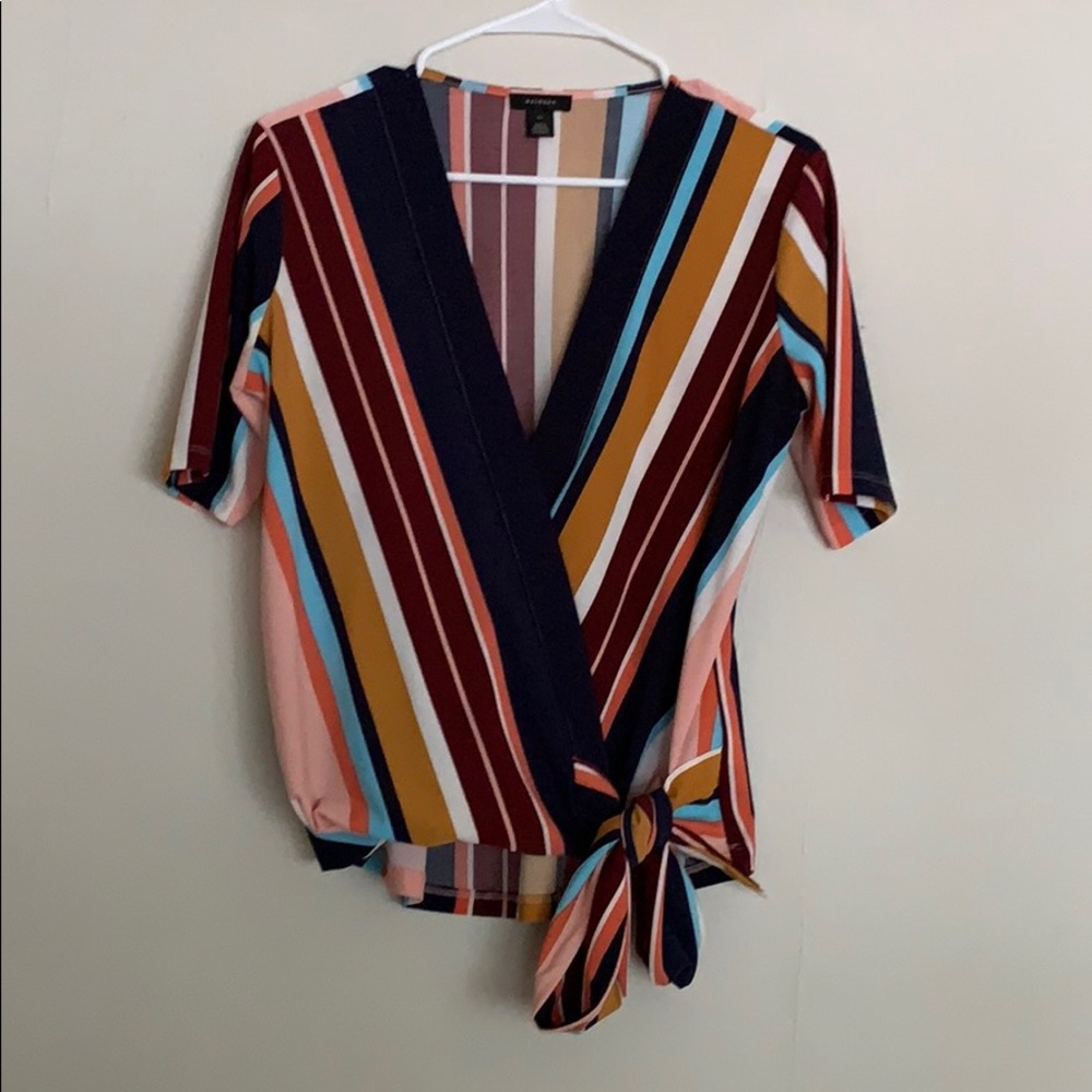 SOLD - Colorful Wrap Short Sleeve Top